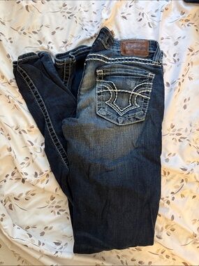 Big Star Women's Dark Blue Skinny Jeans with Contrast Stitching